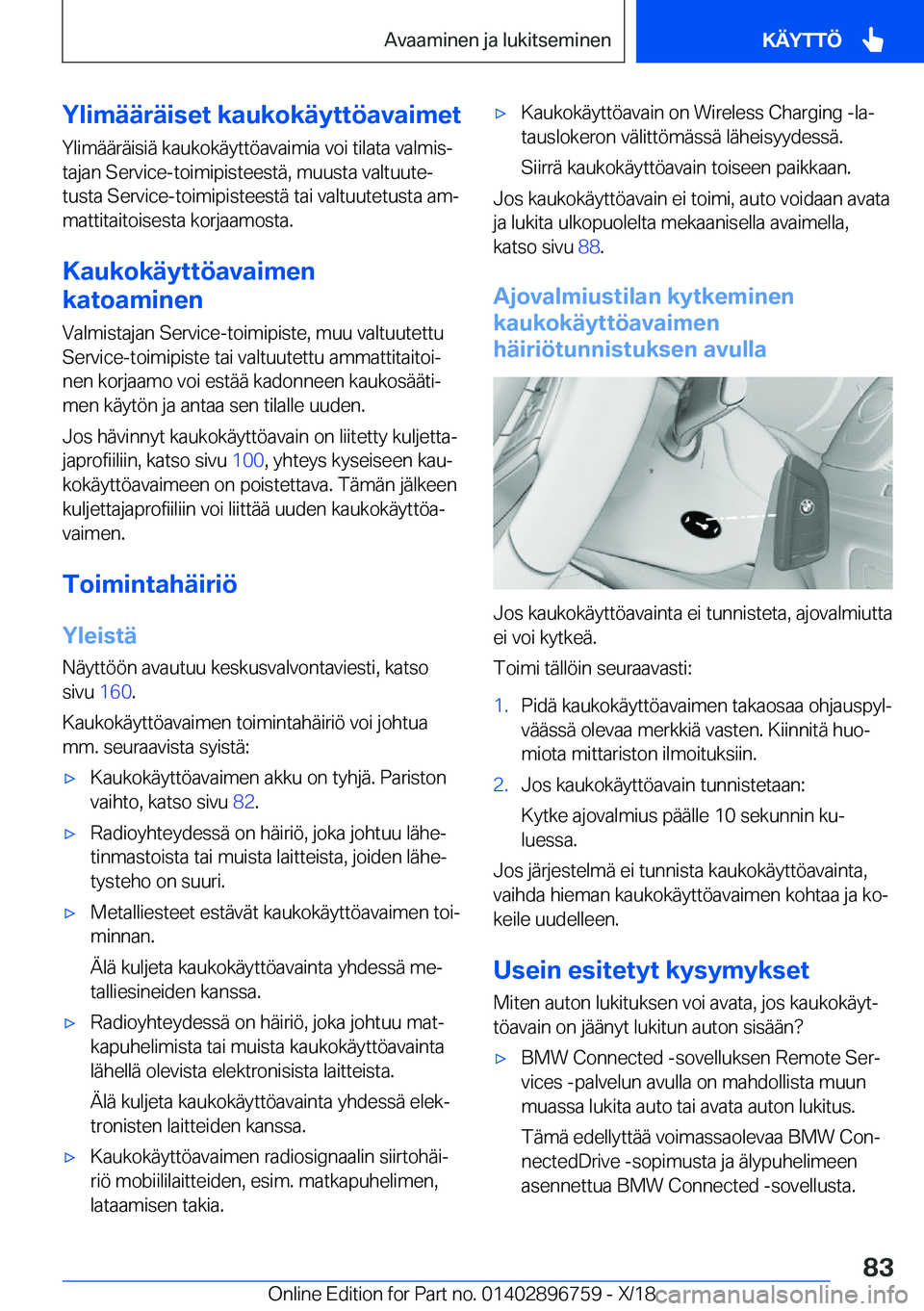 BMW X5 2019  Omistajan Käsikirja (in Finnish) �Y�l�i�m�