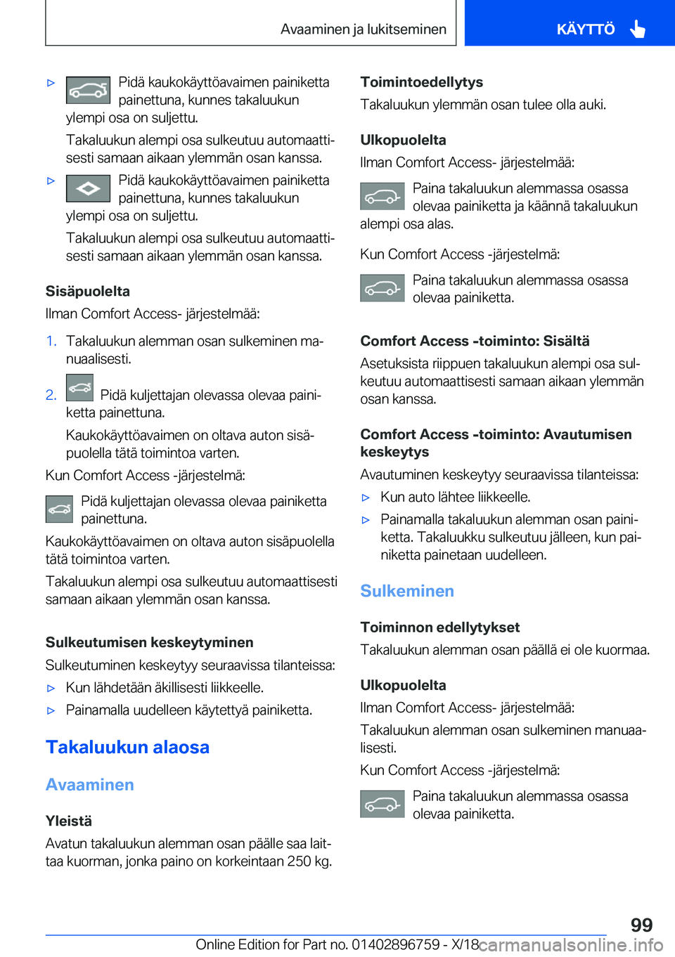 BMW X5 2019  Omistajan Käsikirja (in Finnish) 'x�P�i�d�