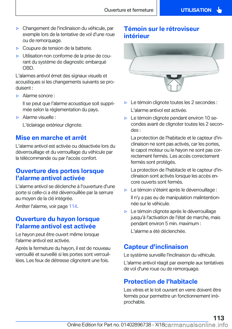 BMW X5 2019  Notices Demploi (in French) 'x�C�h�a�n�g�e�m�e�n�t��d�e��l�'�i�n�c�l�i�n�a�i�s�o�n��d�u��v�é�h�i�c�u�l�e�,��p�a�r
�e�x�e�m�p�l�e��l�o�r�s��d�e��l�a��t�e�n�t�a�t�i�v�e��d�e��v�o�l��d�'�u�n�e��r�o�u�e
�o�