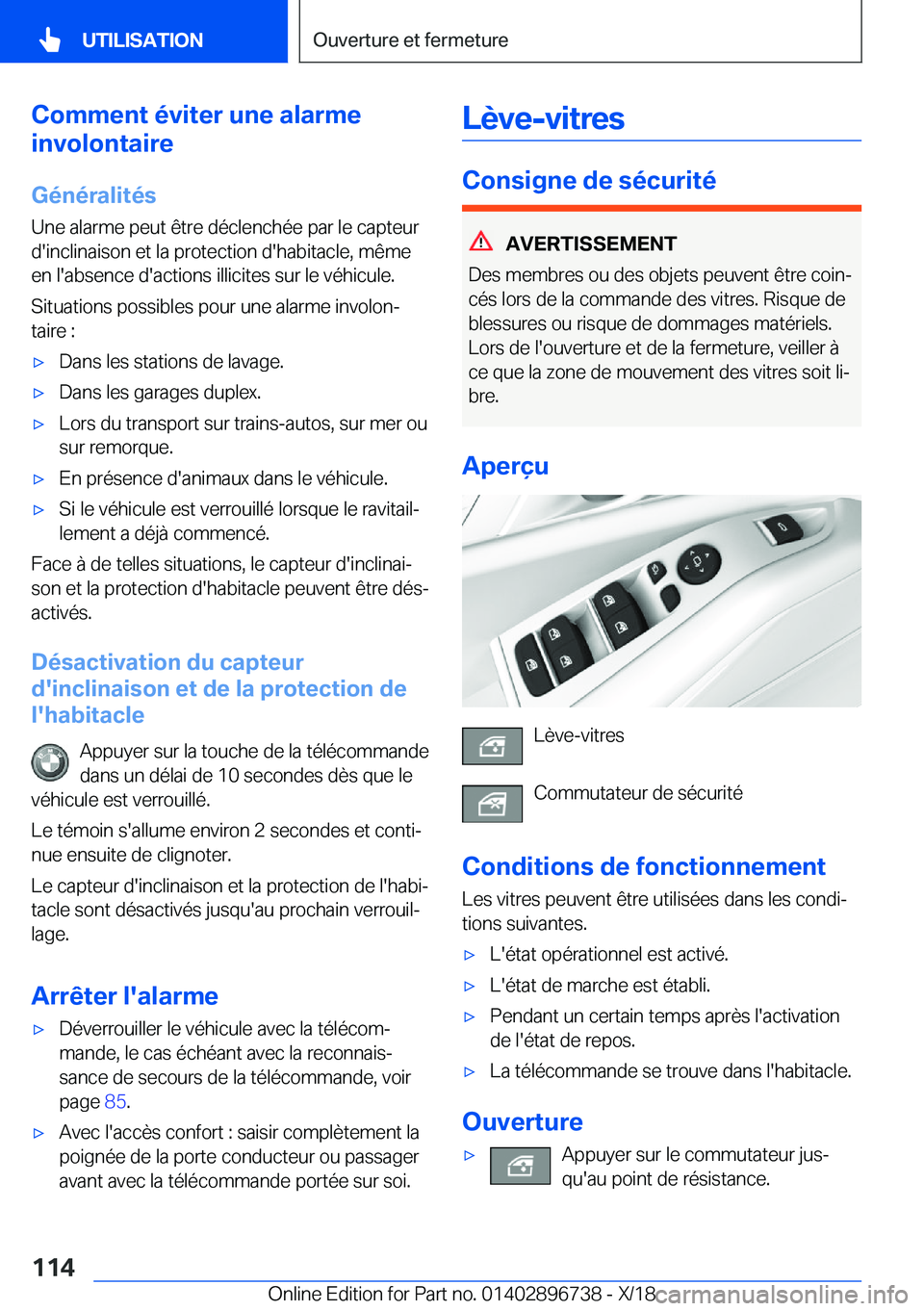 BMW X5 2019  Notices Demploi (in French) �C�o�m�m�e�n�t��é�v�i�t�e�r��u�n�e��a�l�a�r�m�e
�i�n�v�o�l�o�n�t�a�i�r�e
�G�é�n�é�r�a�l�i�t�é�s �U�n�e��a�l�a�r�m�e��p�e�u�t��ê�t�r�e��d�é�c�l�e�n�c�h�é�e��p�a�r��l�e��c�a�p�t�e�u�r
�
