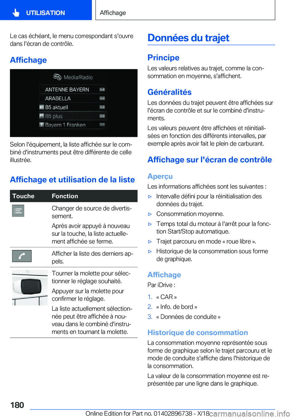 BMW X5 2019  Notices Demploi (in French) �L�e��c�a�s��é�c�h�é�a�n�t�,��l�e��m�e�n�u��c�o�r�r�e�s�p�o�n�d�a�n�t��s�'�o�u�v�r�e
�d�a�n�s��l�'�é�c�r�a�n��d�e��c�o�n�t�r�