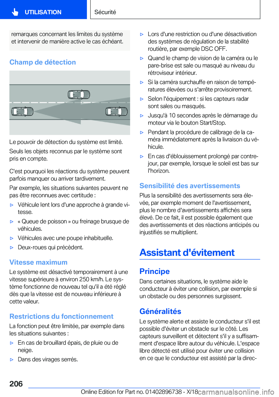 BMW X5 2019  Notices Demploi (in French) �r�e�m�a�r�q�u�e�s��c�o�n�c�e�r�n�a�n�t��l�e�s��l�i�m�i�t�e�s��d�u��s�y�s�t�è�m�e
�e�t��i�n�t�e�r�v�e�n�i�r��d�e��m�a�n�i�è�r�e��a�c�t�i�v�e��l�e��c�a�s��é�c�h�é�a�n�t�.
�C�h�a�m�p��d