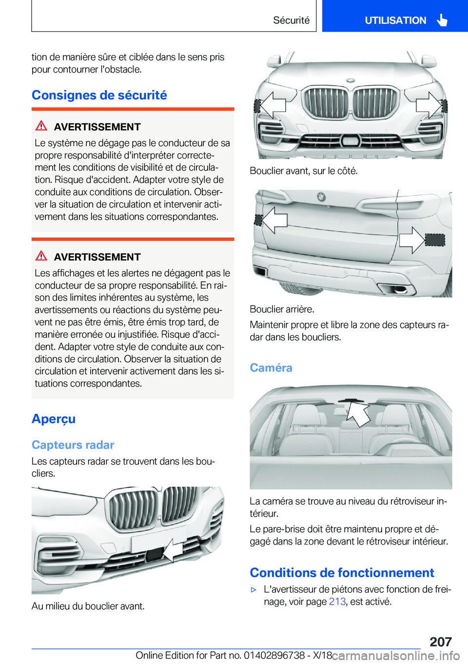 BMW X5 2019  Notices Demploi (in French) �t�i�o�n��d�e��m�a�n�i�è�r�e��s�