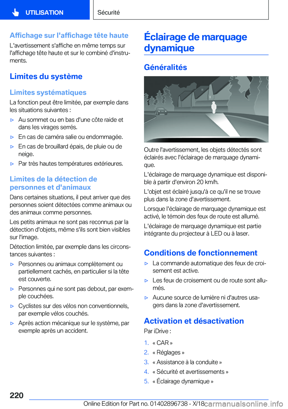 BMW X5 2019  Notices Demploi (in French) �A�f�f�i�c�h�a�g�e��s�u�r��l�'�a�f�f�i�c�h�a�g�e��t�ê�t�e��h�a�u�t�e
�L�'�a�v�e�r�t�i�s�s�e�m�e�n�t��s�'�a�f�f�i�c�h�e��e�n��m�ê�m�e��t�e�m�p�s��s�u�r �l�'�a�f�f�i�c�h�a�g�e