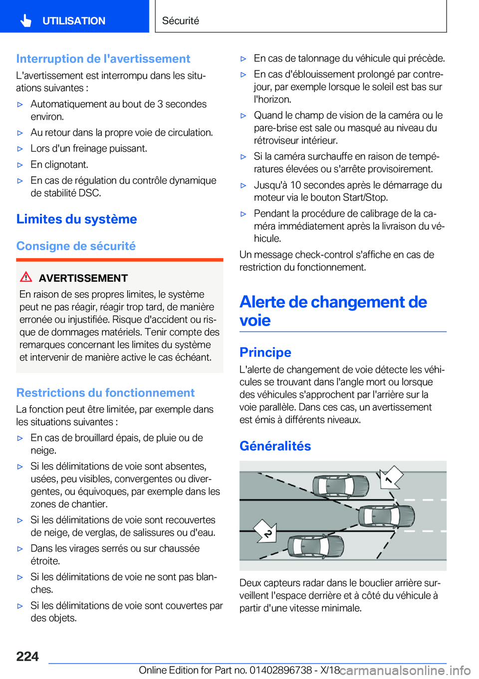 BMW X5 2019  Notices Demploi (in French) �I�n�t�e�r�r�u�p�t�i�o�n��d�e��l�'�a�v�e�r�t�i�s�s�e�m�e�n�t�L�'�a�v�e�r�t�i�s�s�e�m�e�n�t��e�s�t��i�n�t�e�r�r�o�m�p�u��d�a�n�s��l�e�s��s�i�t�uj
�a�t�i�o�n�s��s�u�i�v�a�n�t�e�s��: