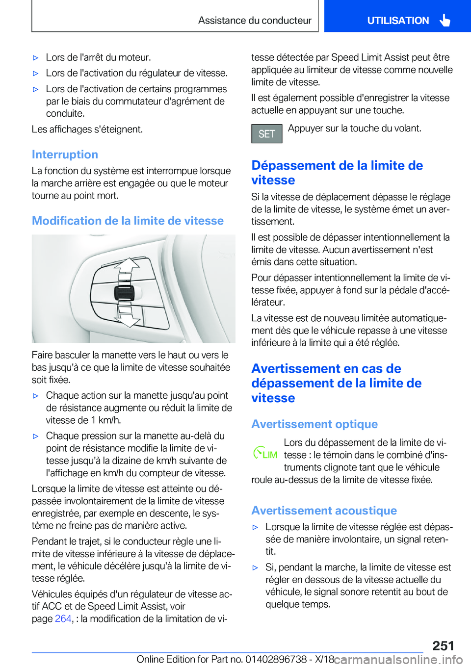 BMW X5 2019  Notices Demploi (in French) 'x�L�o�r�s��d�e��l�'�a�r�r�ê�t��d�u��m�o�t�e�u�r�.'x�L�o�r�s��d�e��l�'�a�c�t�i�v�a�t�i�o�n��d�u��r�é�g�u�l�a�t�e�u�r��d�e��v�i�t�e�s�s�e�.'x�L�o�r�s��d�e��l�'�a�c