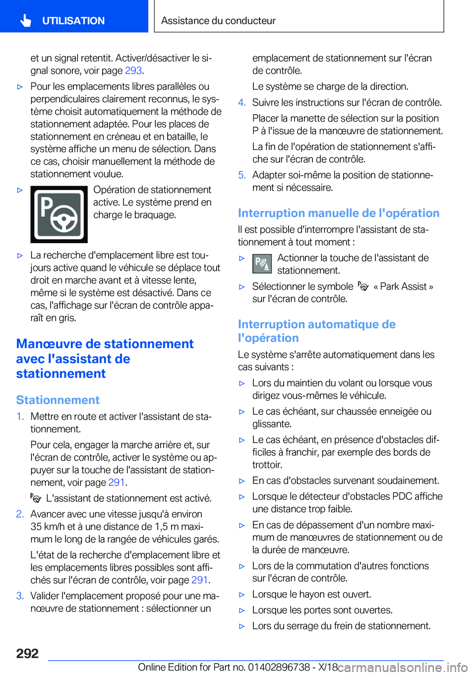 BMW X5 2019  Notices Demploi (in French) �e�t��u�n��s�i�g�n�a�l��r�e�t�e�n�t�i�t�.��A�c�t�i�v�e�r�/�d�é�s�a�c�t�i�v�e�r��l�e��s�ij�g�n�a�l��s�o�n�o�r�e�,��v�o�i�r��p�a�g�e� �2�9�3�.'x�P�o�u�r��l�e�s��e�m�p�l�a�c�e�m�e�n�t�s