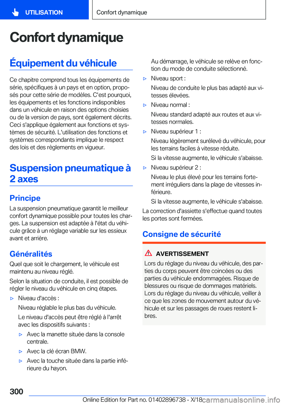BMW X5 2019  Notices Demploi (in French) �C�o�n�f�o�r�t��d�y�n�a�m�i�q�u�e�