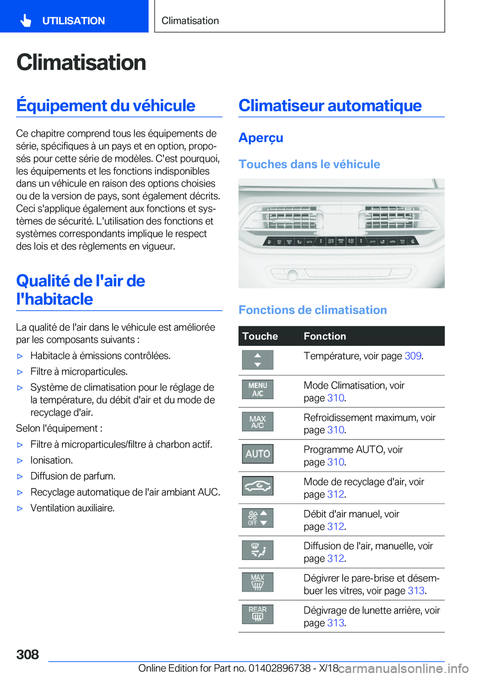 BMW X5 2019  Notices Demploi (in French) �C�l�i�m�a�t�i�s�a�t�i�o�n�