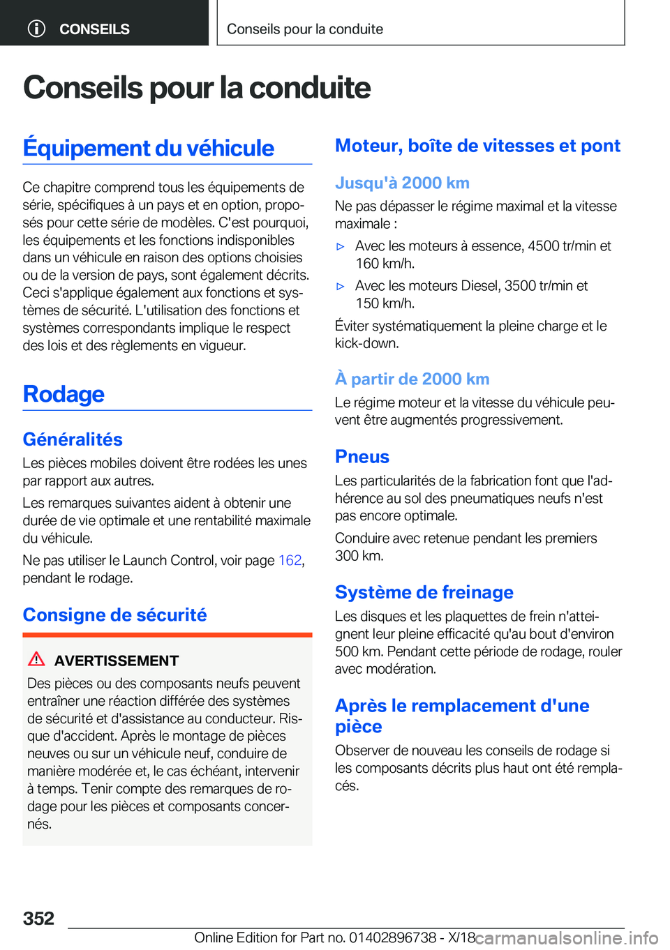 BMW X5 2019  Notices Demploi (in French) �C�o�n�s�e�i�l�s��p�o�u�r��l�a��c�o�n�d�u�i�t�e�