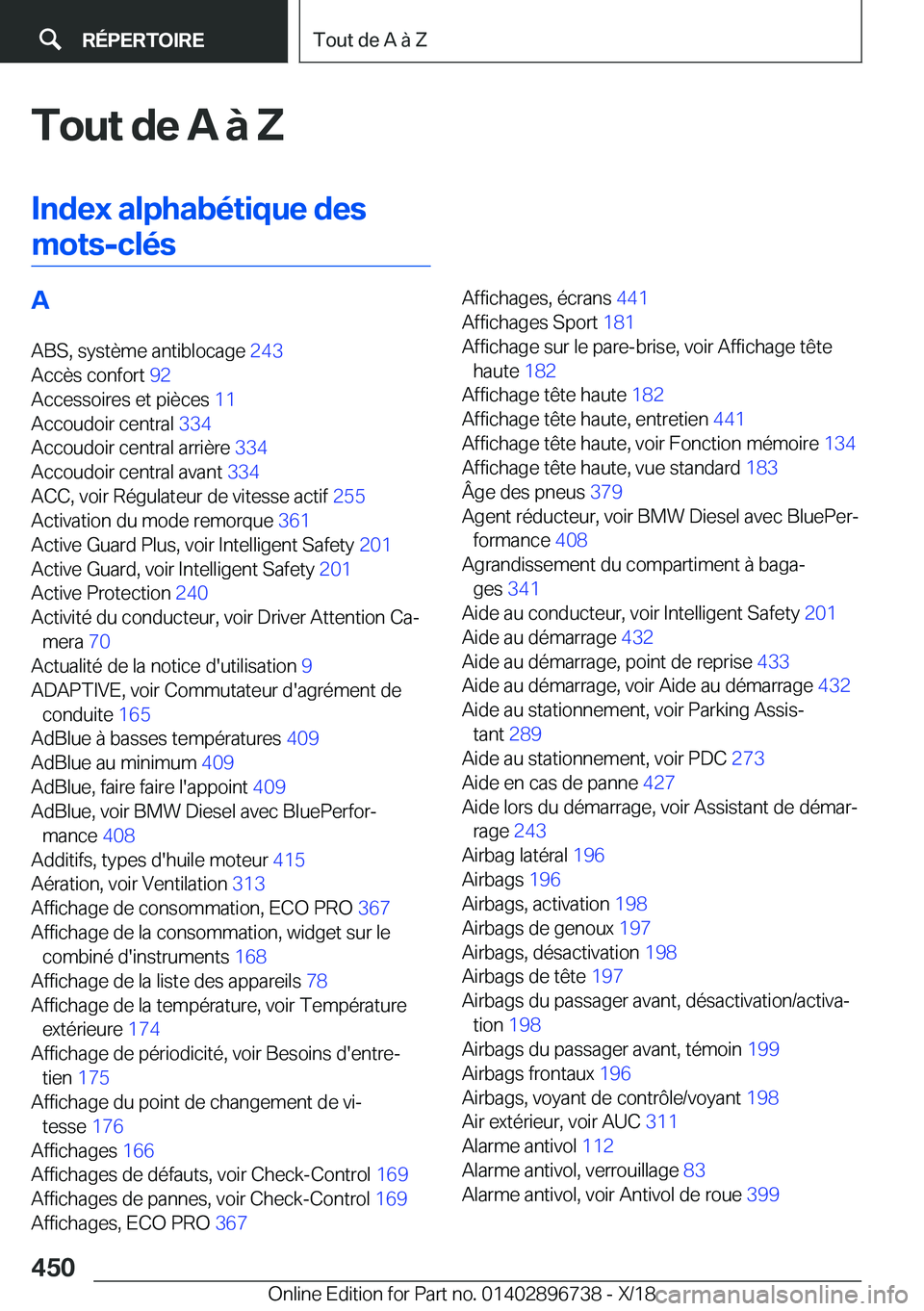 BMW X5 2019  Notices Demploi (in French) �T�o�u�t��d�e��A��
