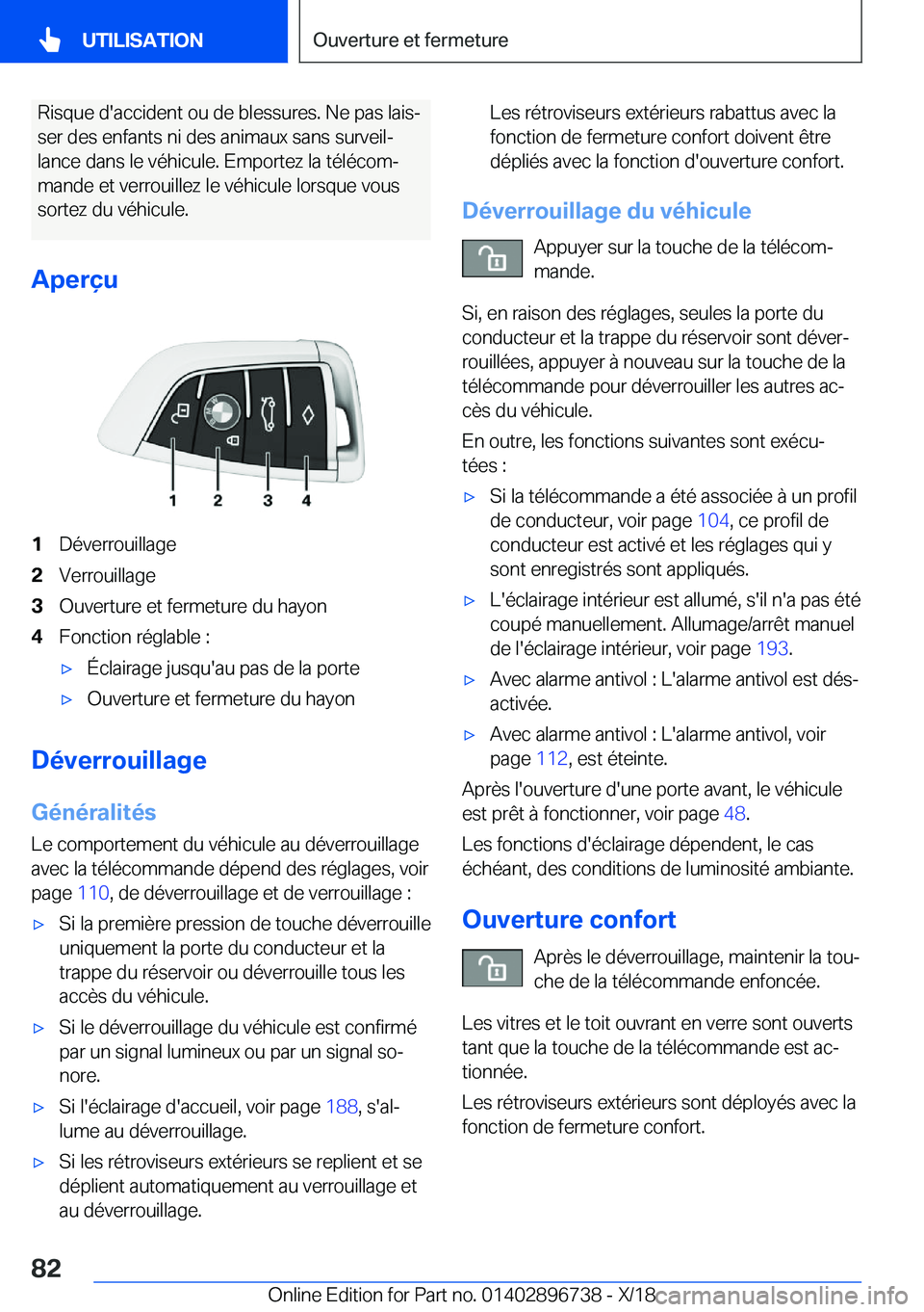 BMW X5 2019  Notices Demploi (in French) �R�i�s�q�u�e��d�'�a�c�c�i�d�e�n�t��o�u��d�e��b�l�e�s�s�u�r�e�s�.��N�e��p�a�s��l�a�i�sj�s�e�r��d�e�s��e�n�f�a�n�t�s��n�i��d�e�s��a�n�i�m�a�u�x��s�a�n�s��s�u�r�v�e�i�lj
�l�a�n�c�e��