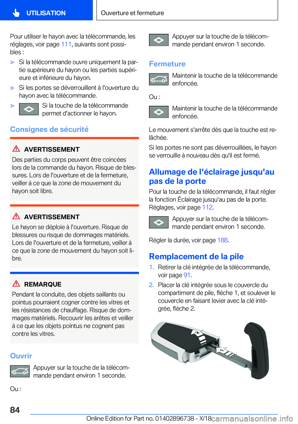 BMW X5 2019  Notices Demploi (in French) �P�o�u�r��u�t�i�l�i�s�e�r��l�e��h�a�y�o�n��a�v�e�c��l�a��t�é�l�é�c�o�m�m�a�n�d�e�,��l�e�s
�r�é�g�l�a�g�e�s�,��v�o�i�r��p�a�g�e� �1�1�1�,��s�u�i�v�a�n�t�s��s�o�n�t��p�o�s�s�ij
�b�l�e�s