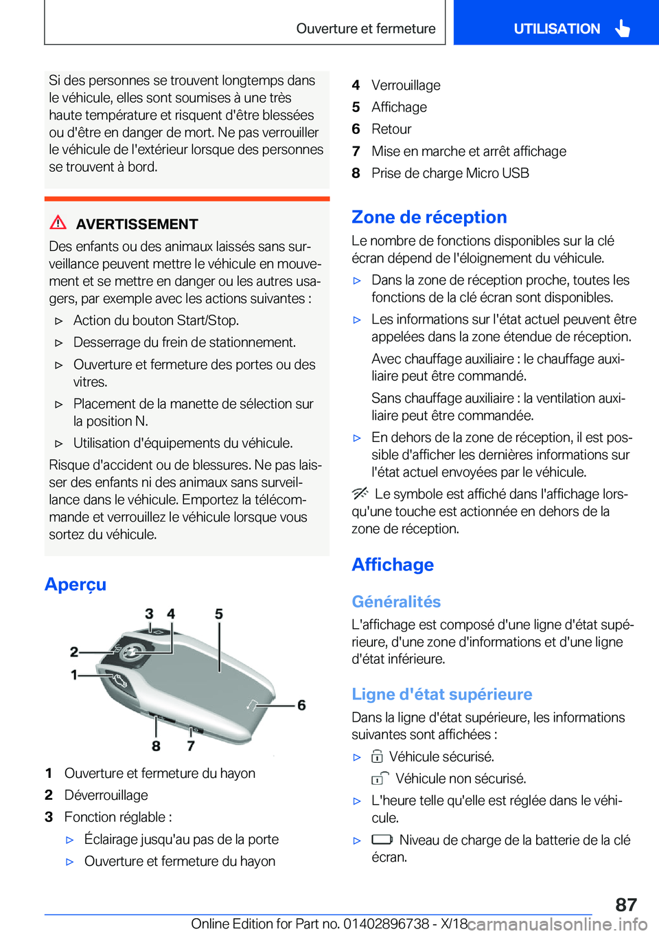 BMW X5 2019  Notices Demploi (in French) �S�i��d�e�s��p�e�r�s�o�n�n�e�s��s�e��t�r�o�u�v�e�n�t��l�o�n�g�t�e�m�p�s��d�a�n�s
�l�e��v�é�h�i�c�u�l�e�,��e�l�l�e�s��s�o�n�t��s�o�u�m�i�s�e�s��