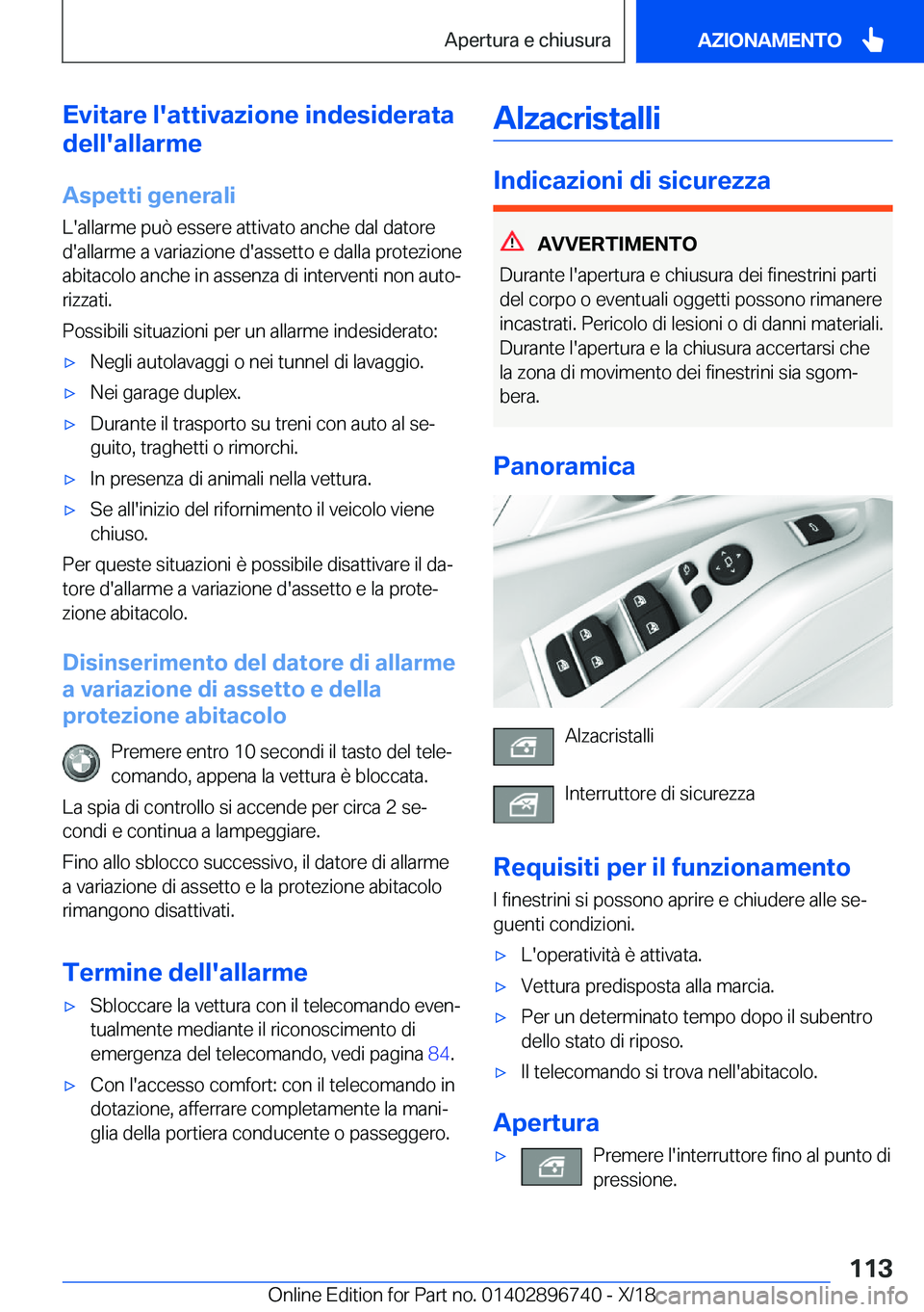 BMW X5 2019  Libretti Di Uso E manutenzione (in Italian) �E�v�i�t�a�r�e��l�'�a�t�t�i�v�a�z�i�o�n�e��i�n�d�e�s�i�d�e�r�a�t�a
�d�e�l�l�'�a�l�l�a�r�m�e
�A�s�p�e�t�t�i��g�e�n�e�r�a�l�i
�L�'�a�l�l�a�r�m�e��p�u�