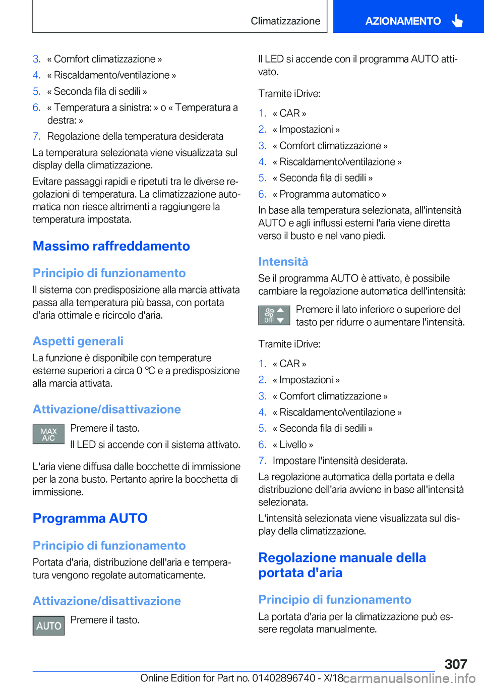 BMW X5 2019  Libretti Di Uso E manutenzione (in Italian) �3�.�«��C�o�m�f�o�r�t��c�l�i�m�a�t�i�z�z�a�z�i�o�n�e��{�4�.�«��R�i�s�c�a�l�d�a�m�e�n�t�o�/�v�e�n�t�i�l�a�z�i�o�n�e��{�5�.�«��S�e�c�o�n�d�a��f�i�l�a��d�i��s�e�d�i�l�i��{�6�.�«��T�e�m�p�e