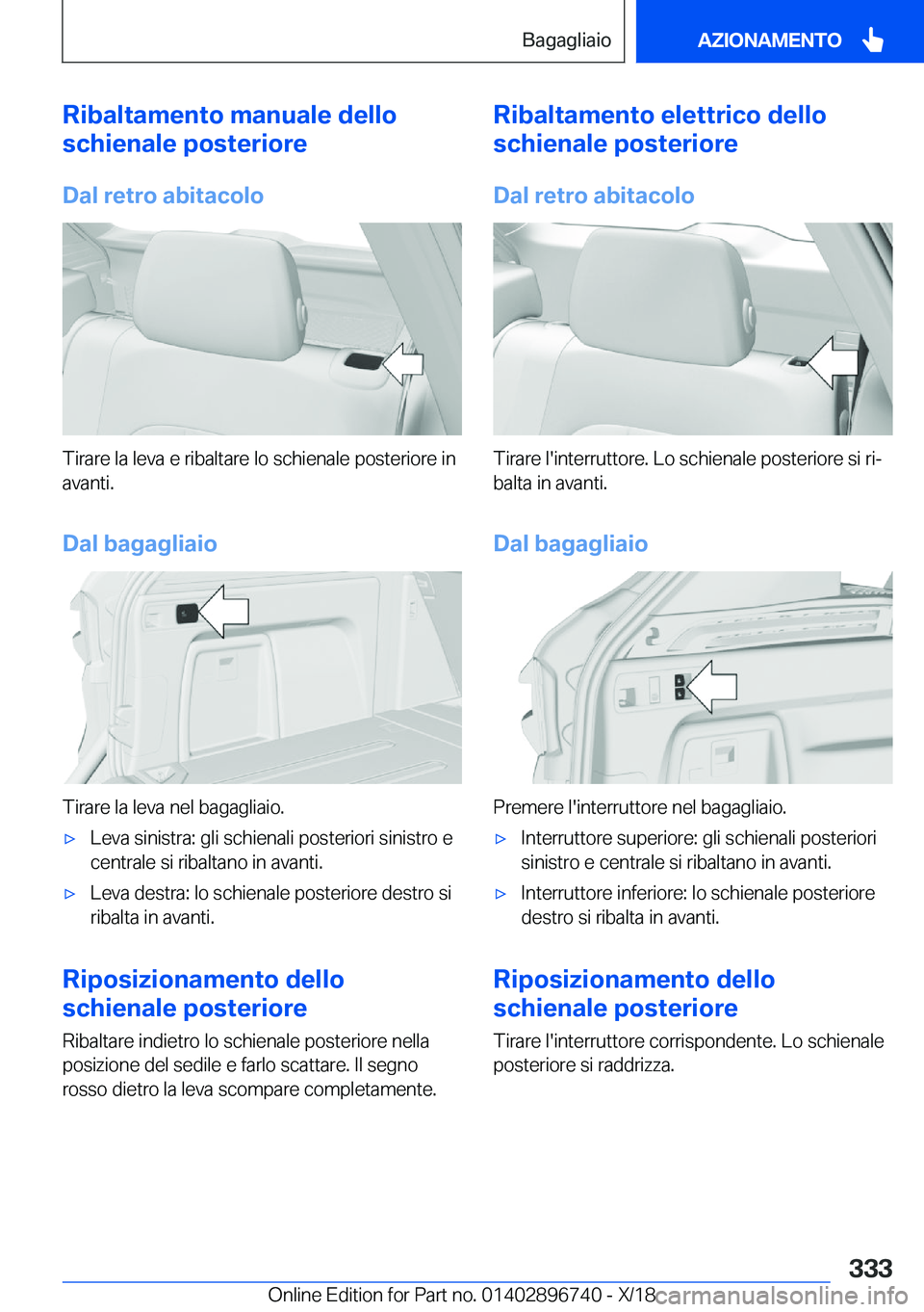 BMW X5 2019  Libretti Di Uso E manutenzione (in Italian) �R�i�b�a�l�t�a�m�e�n�t�o��m�a�n�u�a�l�e��d�e�l�l�o
�s�c�h�i�e�n�a�l�e��p�o�s�t�e�r�i�o�r�e
�D�a�l��r�e�t�r�o��a�b�i�t�a�c�o�l�o
�T�i�r�a�r�e��l�a��l�e�v�a��e��r�i�b�a�l�t�a�r�e��l�o��s�c�h�