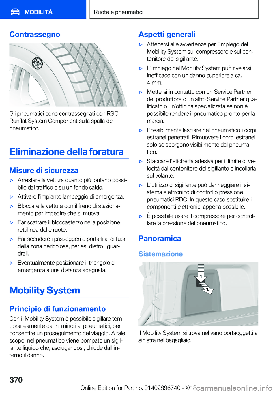 BMW X5 2019  Libretti Di Uso E manutenzione (in Italian) �C�o�n�t�r�a�s�s�e�g�n�o
�G�l�i��p�n�e�u�m�a�t�i�c�i��c�o�n�o��c�o�n�t�r�a�s�s�e�g�n�a�t�i��c�o�n��R�S�C�R�u�n�f�l�a�t��S�y�s�t�e�m��C�o�m�p�o�n�e�n�t��s�u�l�l�a��s�p�a�l�l�a��d�e�l
�p�n�e�u