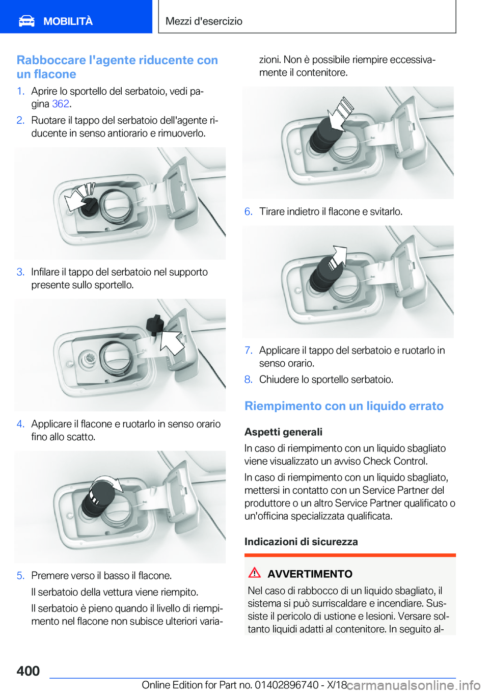 BMW X5 2019  Libretti Di Uso E manutenzione (in Italian) �R�a�b�b�o�c�c�a�r�e��l�'�a�g�e�n�t�e��r�i�d�u�c�e�n�t�e��c�o�n
�u�n��f�l�a�c�o�n�e�1�.�A�p�r�i�r�e��l�o��s�p�o�r�t�e�l�l�o��d�e�l��s�e�r�b�a�t�o�i�o�,��v�e�d�i��p�aª �g�i�n�a� �3�6�2