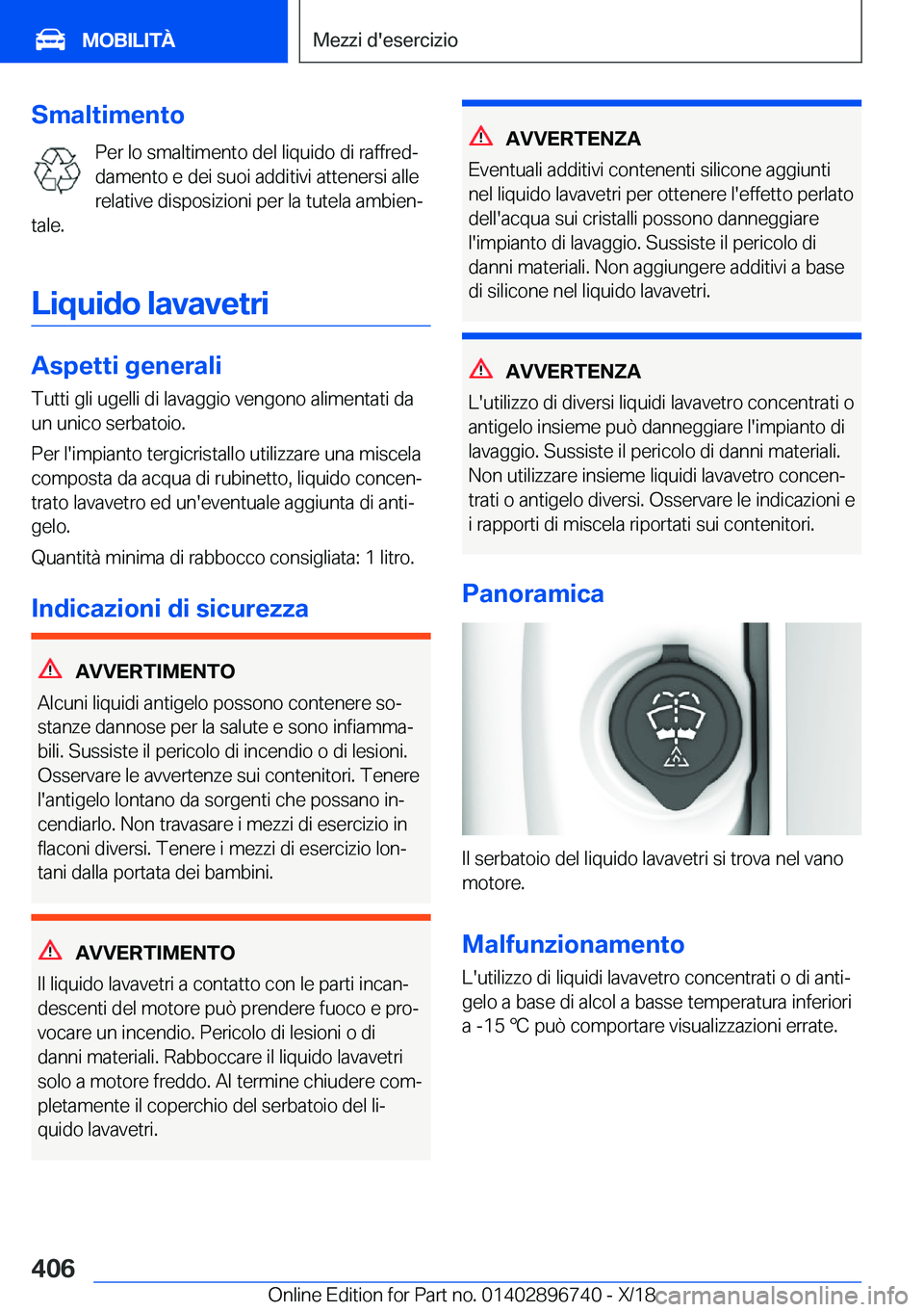 BMW X5 2019  Libretti Di Uso E manutenzione (in Italian) �S�m�a�l�t�i�m�e�n�t�o�P�e�r��l�o��s�m�a�l�t�i�m�e�n�t�o��d�e�l��l�i�q�u�i�d�o��d�i��r�a�f�f�r�e�dª�d�a�m�e�n�t�o��e��d�e�i��s�u�o�i��a�d�d�i�t�i�v�i��a�t�t�e�n�e�r�s�i��a�l�l�e �r�e�l�a