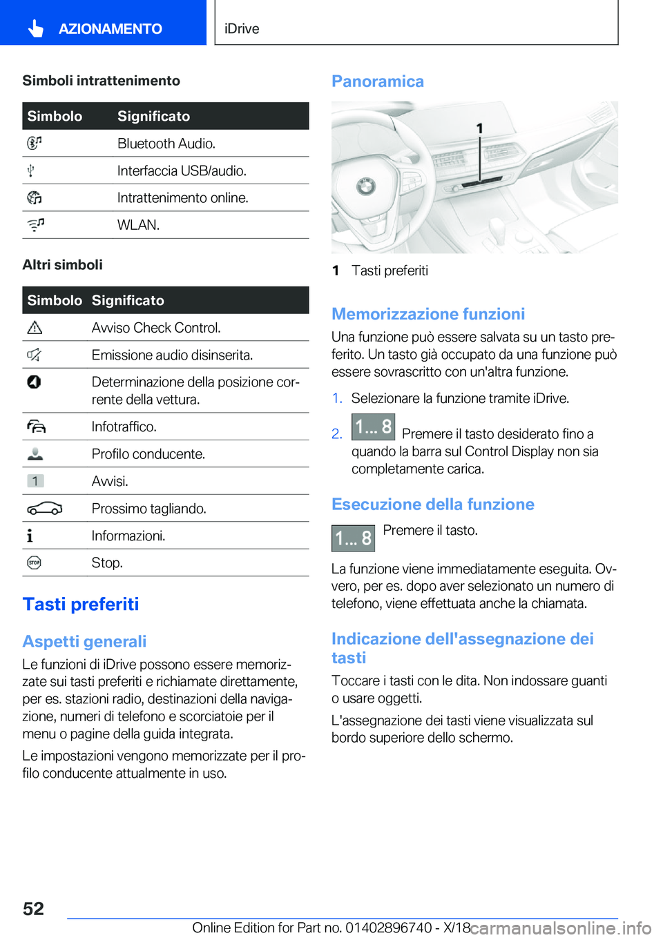 BMW X5 2019  Libretti Di Uso E manutenzione (in Italian) �S�i�m�b�o�l�i��i�n�t�r�a�t�t�e�n�i�m�e�n�t�o�S�i�m�b�o�l�o�S�i�g�n�i�f�i�c�a�t�o��B�l�u�e�t�o�o�t�h��A�u�d�i�o�.��I�n�t�e�r�f�a�c�c�i�a��U�S�B�/�a�u�d�i�o�.��I�n�t�r�a�t�t�e�n�i�m�e�n�t�o��o�n