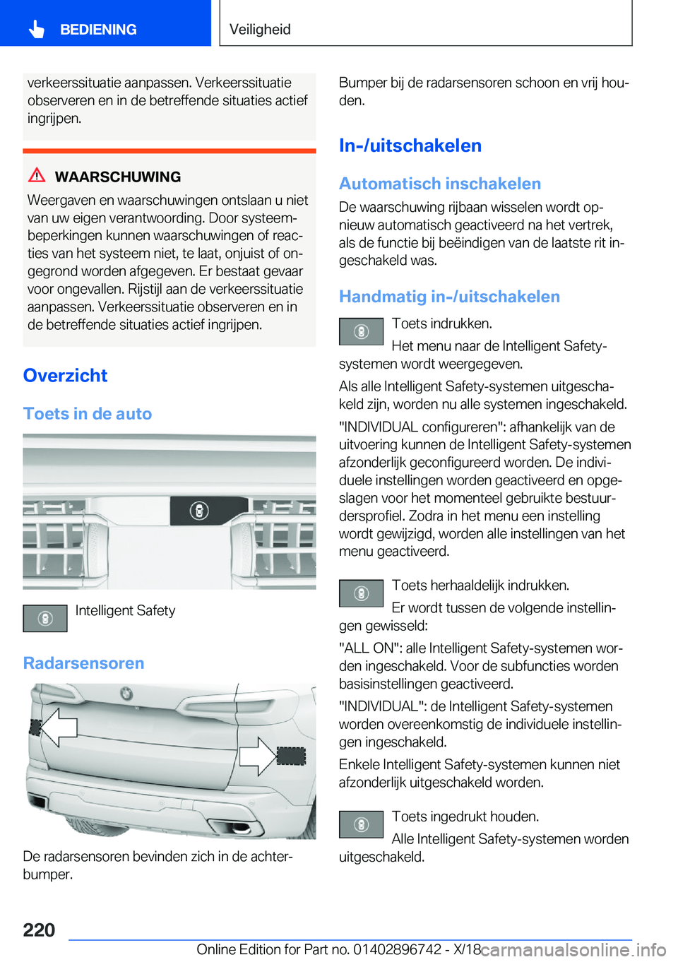 BMW X5 2019  Instructieboekjes (in Dutch) �v�e�r�k�e�e�r�s�s�i�t�u�a�t�i�e��a�a�n�p�a�s�s�e�n�.��V�e�r�k�e�e�r�s�s�i�t�u�a�t�i�e
�o�b�s�e�r�v�e�r�e�n��e�n��i�n��d�e��b�e�t�r�e�f�f�e�n�d�e��s�i�t�u�a�t�i�e�s��a�c�t�i�e�f
�i�n�g�r�i�j�p