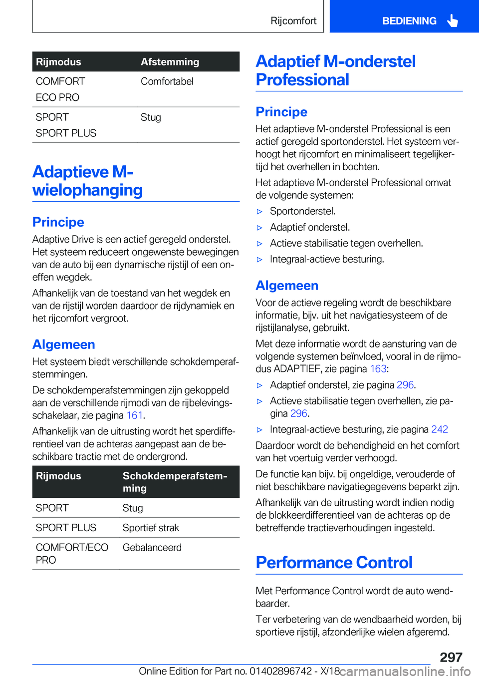 BMW X5 2019  Instructieboekjes (in Dutch) �R�i�j�m�o�d�u�s�A�f�s�t�e�m�m�i�n�g�C�O�M�F�O�R�T
�E�C�O��P�R�O�C�o�m�f�o�r�t�a�b�e�l�S�P�O�R�T
�S�P�O�R�T��P�L�U�S�S�t�u�g
�A�d�a�p�t�i�e�v�e��M�-
�w�i�e�l�o�p�h�a�n�g�i�n�g
�P�r�i�n�c�i�p�e
�A�d