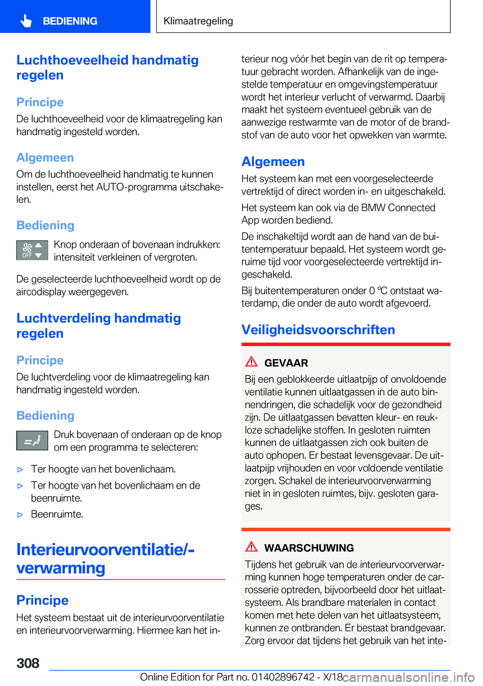 BMW X5 2019  Instructieboekjes (in Dutch) �L�u�c�h�t�h�o�e�v�e�e�l�h�e�i�d��h�a�n�d�m�a�t�i�g
�r�e�g�e�l�e�n
�P�r�i�n�c�i�p�e�D�e��l�u�c�h�t�h�o�e�v�e�e�l�h�e�i�d��v�o�o�r��d�e��k�l�i�m�a�a�t�r�e�g�e�l�i�n�g��k�a�n
�h�a�n�d�m�a�t�i�g��