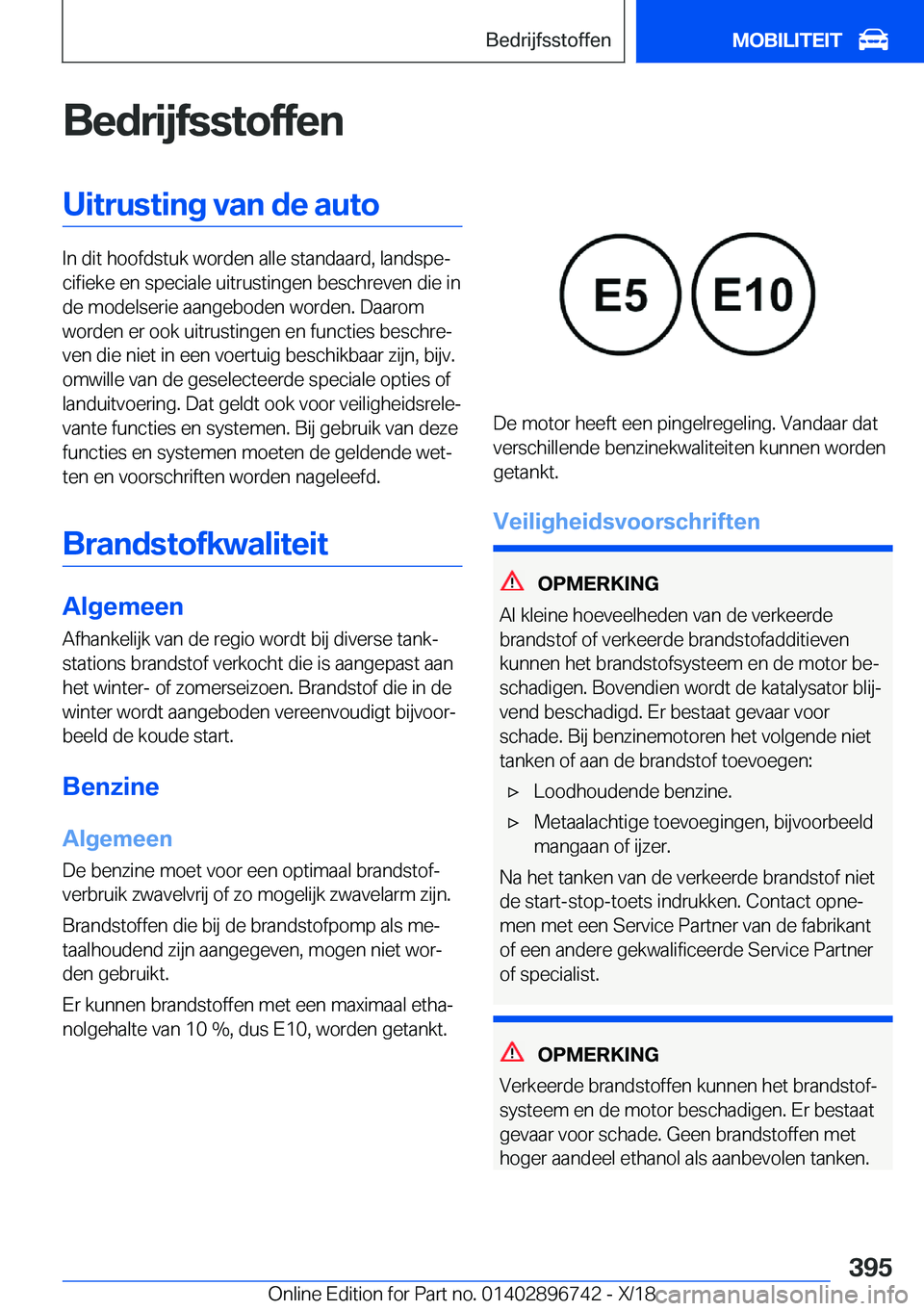 BMW X5 2019  Instructieboekjes (in Dutch) �B�e�d�r�i�j�f�s�s�t�o�f�f�e�n�U�i�t�r�u�s�t�i�n�g��v�a�n��d�e��a�u�t�o
�I�n��d�i�t��h�o�o�f�d�s�t�u�k��w�o�r�d�e�n��a�l�l�e��s�t�a�n�d�a�a�r�d�,��l�a�n�d�s�p�ej�c�i�f�i�e�k�e��e�n��s�p�e�