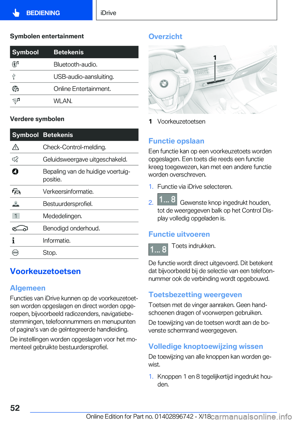 BMW X5 2019  Instructieboekjes (in Dutch) �S�y�m�b�o�l�e�n��e�n�t�e�r�t�a�i�n�m�e�n�t�S�y�m�b�o�o�l�B�e�t�e�k�e�n�i�s��B�l�u�e�t�o�o�t�h�-�a�u�d�i�o�.��U�S�B�-�a�u�d�i�o�-�a�a�n�s�l�u�i�t�i�n�g�.��O�n�l�i�n�e��E�n�t�e�r�t�a�i�n�m�e�n�t�.