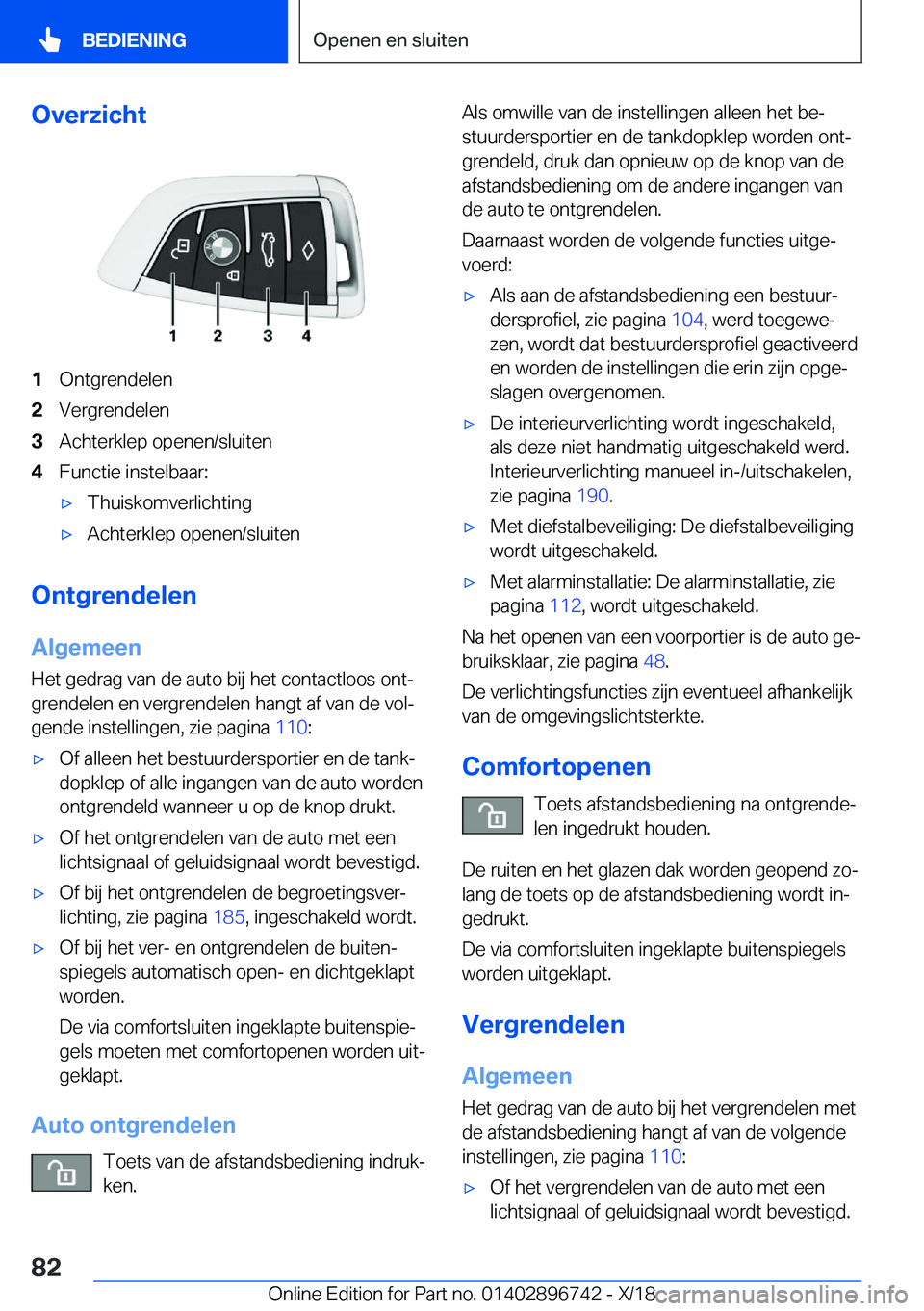 BMW X5 2019  Instructieboekjes (in Dutch) �O�v�e�r�z�i�c�h�t�1�O�n�t�g�r�e�n�d�e�l�e�n�2�V�e�r�g�r�e�n�d�e�l�e�n�3�A�c�h�t�e�r�k�l�e�p��o�p�e�n�e�n�/�s�l�u�i�t�e�n�4�F�u�n�c�t�i�e��i�n�s�t�e�l�b�a�a�r�:'x�T�h�u�i�s�k�o�m�v�e�r�l�i�c�h�t