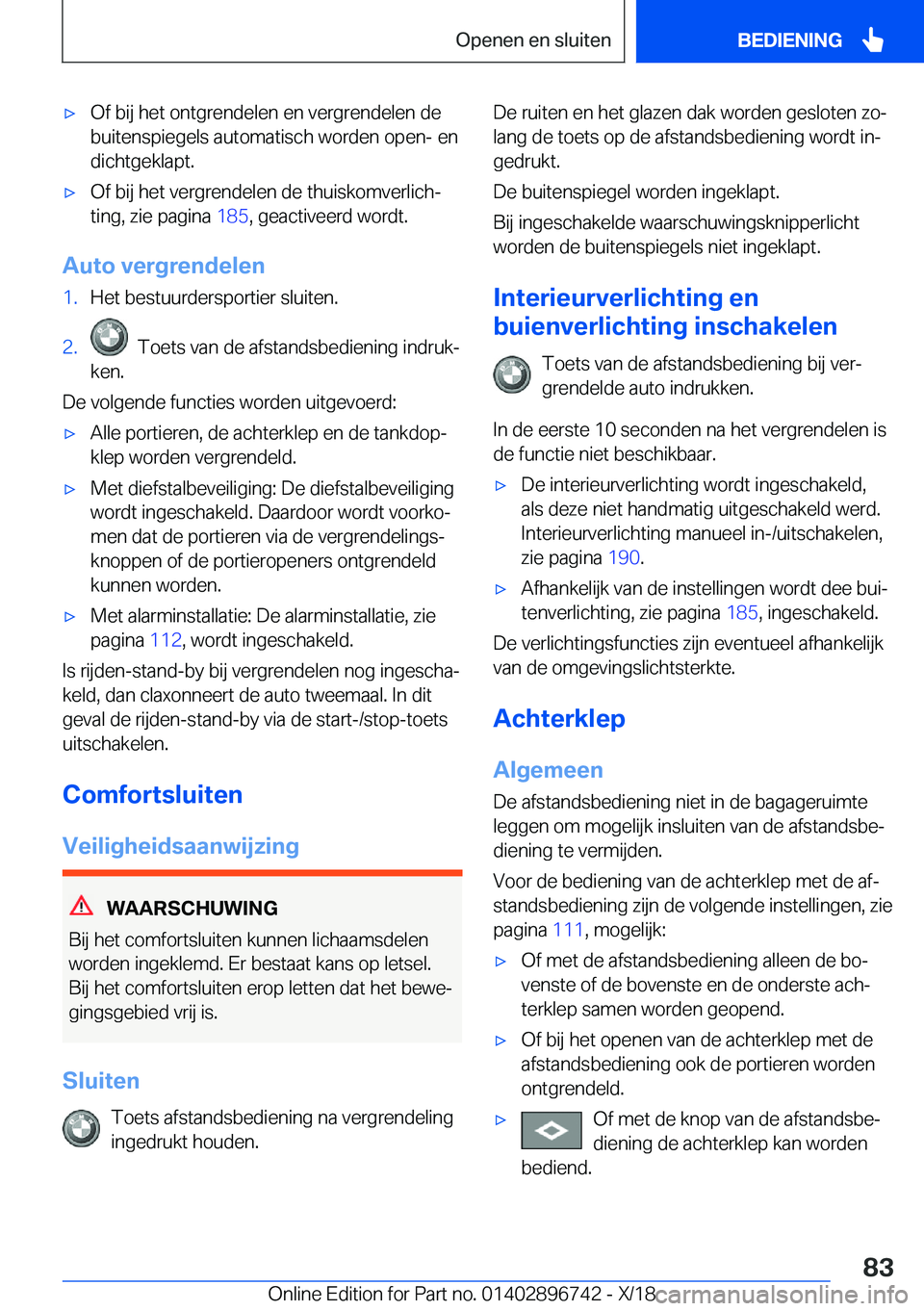 BMW X5 2019  Instructieboekjes (in Dutch) 'x�O�f��b�i�j��h�e�t��o�n�t�g�r�e�n�d�e�l�e�n��e�n��v�e�r�g�r�e�n�d�e�l�e�n��d�e�b�u�i�t�e�n�s�p�i�e�g�e�l�s��a�u�t�o�m�a�t�i�s�c�h��w�o�r�d�e�n��o�p�e�n�-��e�n�d�i�c�h�t�g�e�k�l�a�p�t�.