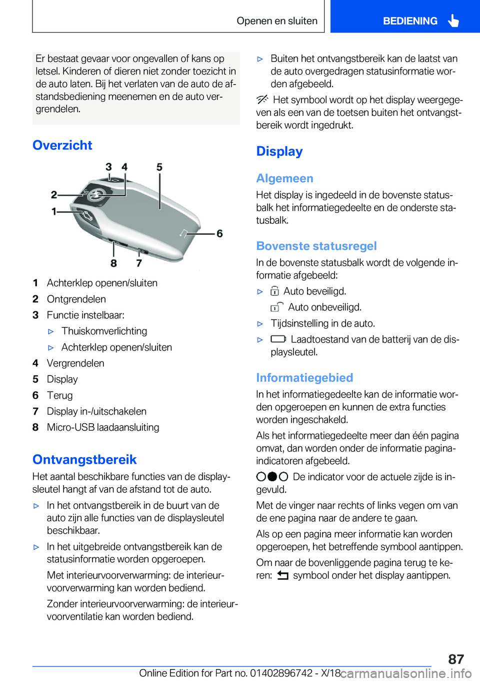 BMW X5 2019  Instructieboekjes (in Dutch) �E�r��b�e�s�t�a�a�t��g�e�v�a�a�r��v�o�o�r��o�n�g�e�v�a�l�l�e�n��o�f��k�a�n�s��o�p�l�e�t�s�e�l�.��K�i�n�d�e�r�e�n��o�f��d�i�e�r�e�n��n�i�e�t��z�o�n�d�e�r��t�o�e�z�i�c�h�t��i�n
�d�e��a�u�