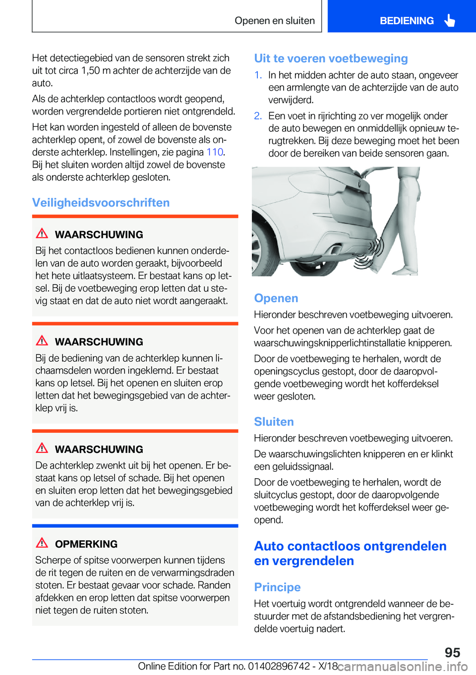 BMW X5 2019  Instructieboekjes (in Dutch) �H�e�t��d�e�t�e�c�t�i�e�g�e�b�i�e�d��v�a�n��d�e��s�e�n�s�o�r�e�n��s�t�r�e�k�t��z�i�c�h
�u�i�t��t�o�t��c�i�r�c�a��1�,�5�0��m��a�c�h�t�e�r��d�e��a�c�h�t�e�r�z�i�j�d�e��v�a�n��d�e �a�u�t�o