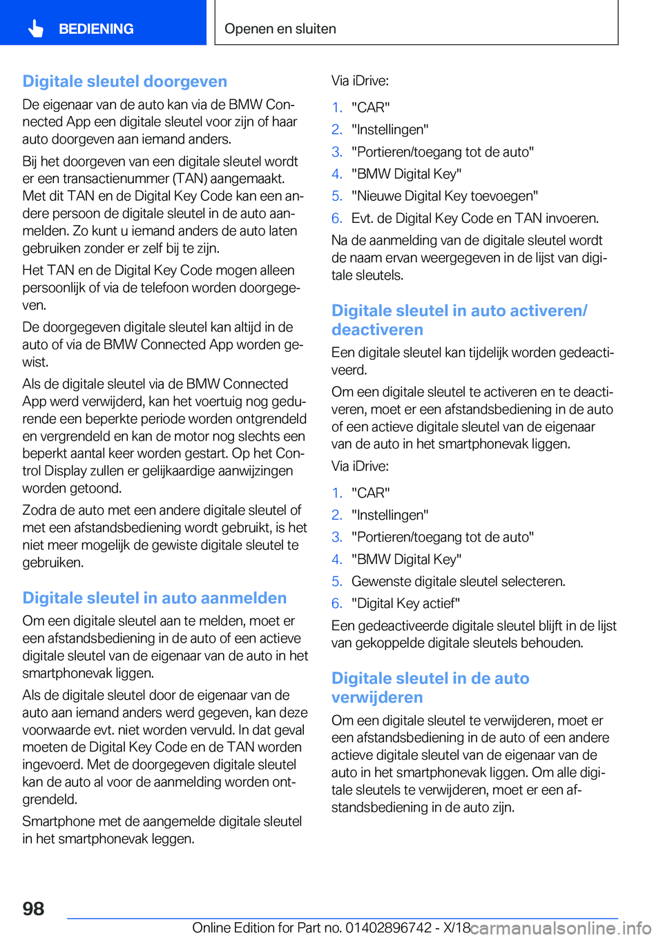 BMW X5 2019  Instructieboekjes (in Dutch) �D�i�g�i�t�a�l�e��s�l�e�u�t�e�l��d�o�o�r�g�e�v�e�n�D�e��e�i�g�e�n�a�a�r��v�a�n��d�e��a�u�t�o��k�a�n��v�i�a��d�e��B�M�W��C�o�nj�n�e�c�t�e�d��A�p�p��e�e�n��d�i�g�i�t�a�l�e��s�l�e�u�t�e�l