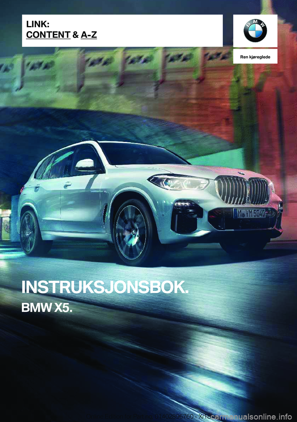 BMW X5 2019  InstruksjonsbØker (in Norwegian) �R�e�n��k�j�