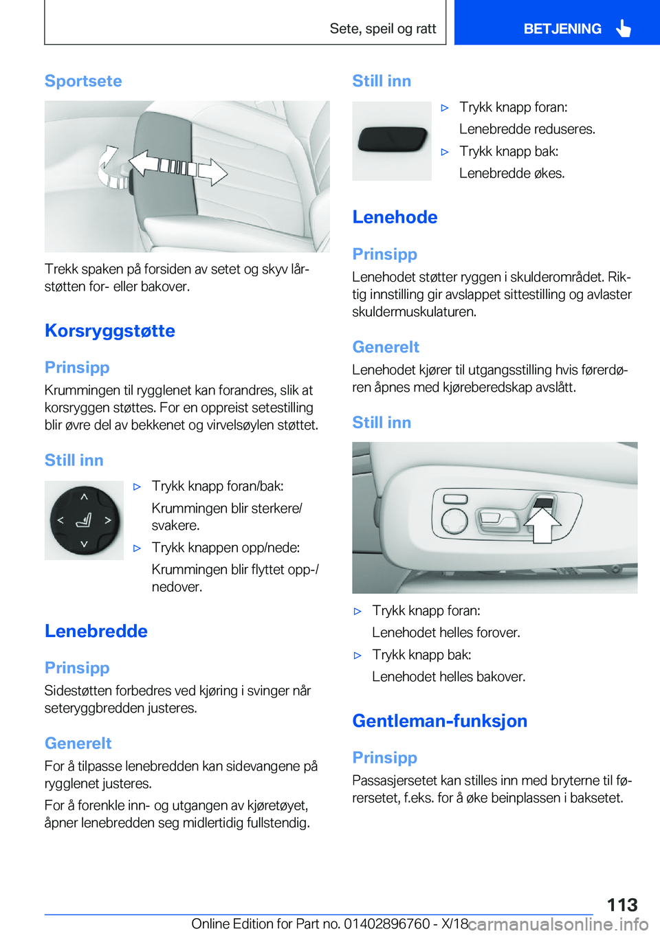 BMW X5 2019  InstruksjonsbØker (in Norwegian) �S�p�o�r�t�s�e�t�e
�T�r�e�k�k��s�p�a�k�e�n��p�å��f�o�r�s�i�d�e�n��a�v��s�e�t�e�t��o�g��s�k�y�v��l�å�rj�s�t�