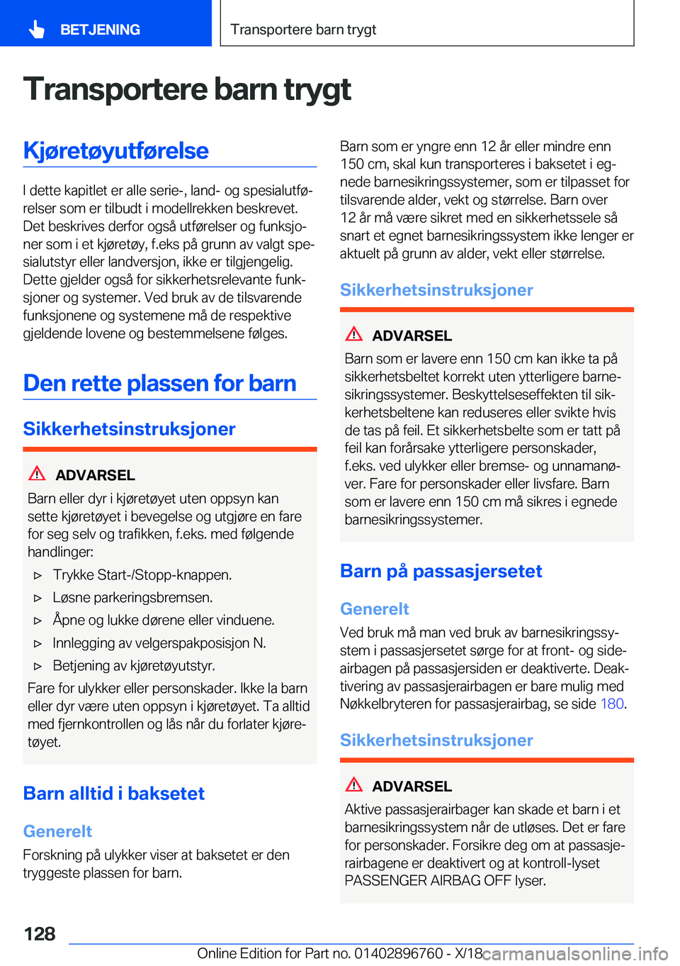 BMW X5 2019  InstruksjonsbØker (in Norwegian) �T�r�a�n�s�p�o�r�t�e�r�e��b�a�r�n��t�r�y�g�t�K�j�