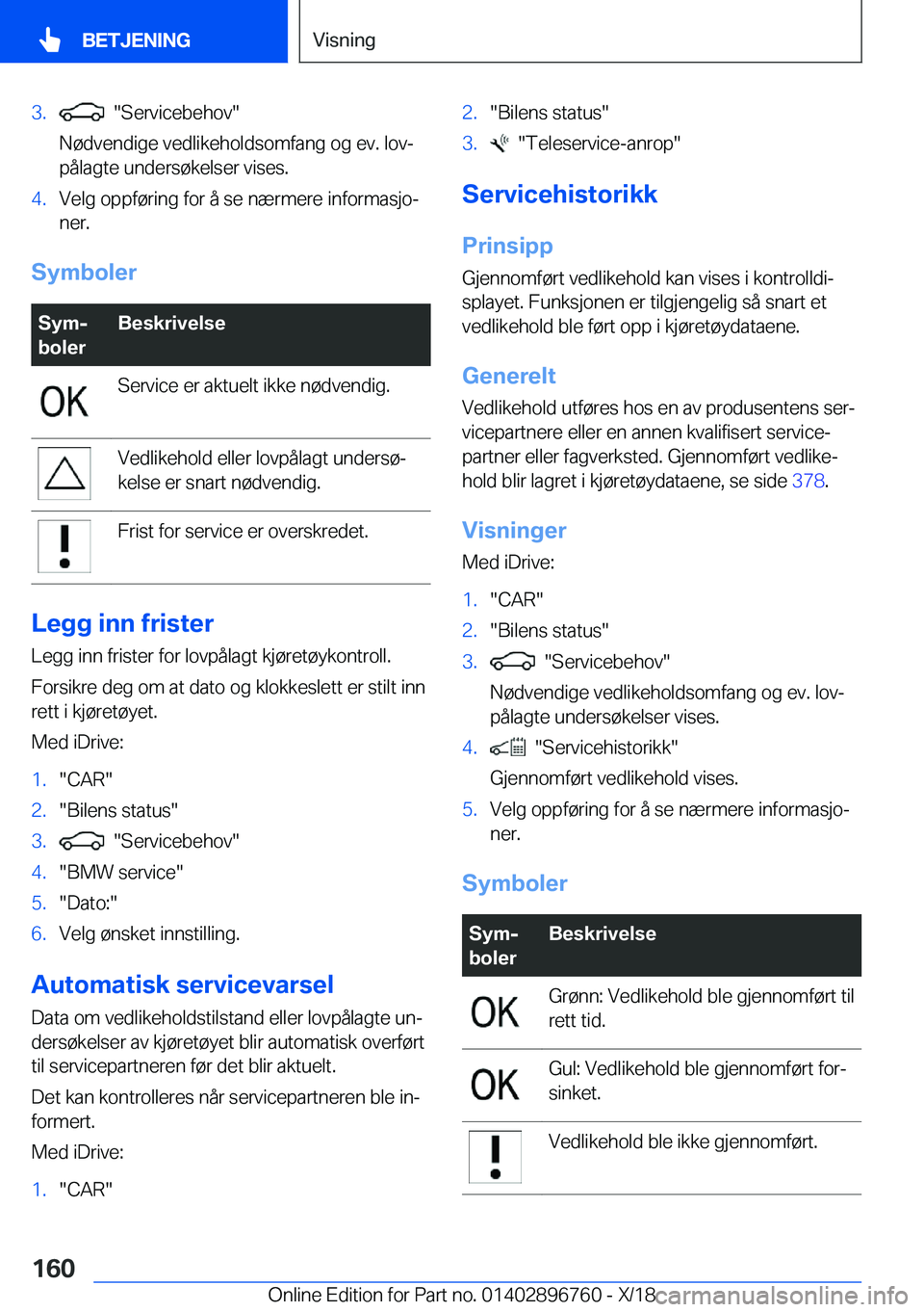 BMW X5 2019  InstruksjonsbØker (in Norwegian) �3�.����S�e�r�v�i�c�e�b�e�h�o�v�
�N�