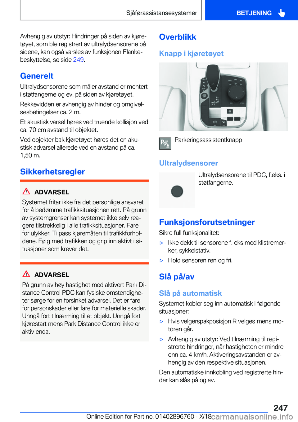 BMW X5 2019  InstruksjonsbØker (in Norwegian) �A�v�h�e�n�g�i�g��a�v��u�t�s�t�y�r�:��H�i�n�d�r�i�n�g�e�r��p�å��s�i�d�e�n��a�v��k�j�