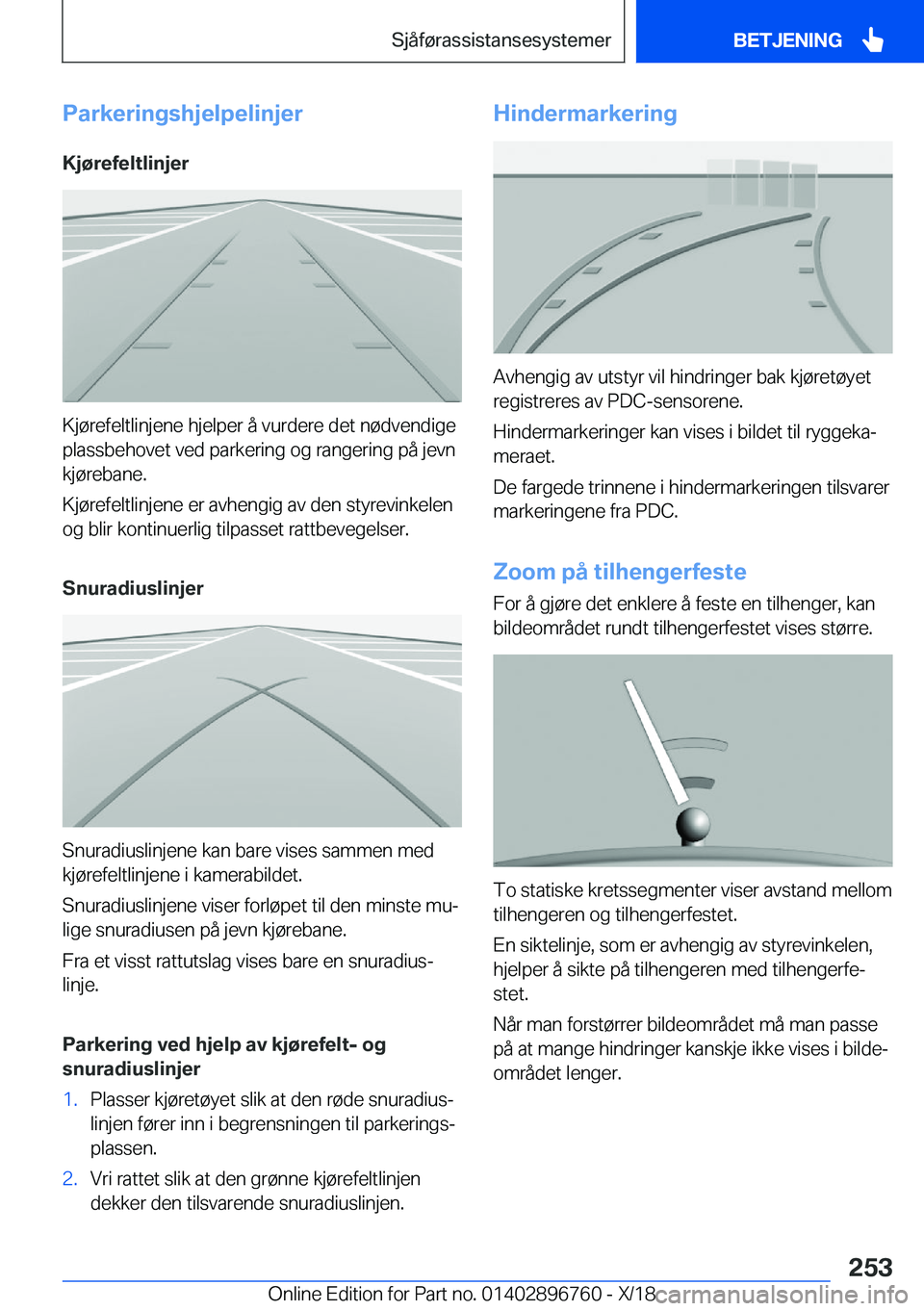 BMW X5 2019  InstruksjonsbØker (in Norwegian) �P�a�r�k�e�r�i�n�g�s�h�j�e�l�p�e�l�i�n�j�e�r�K�j�