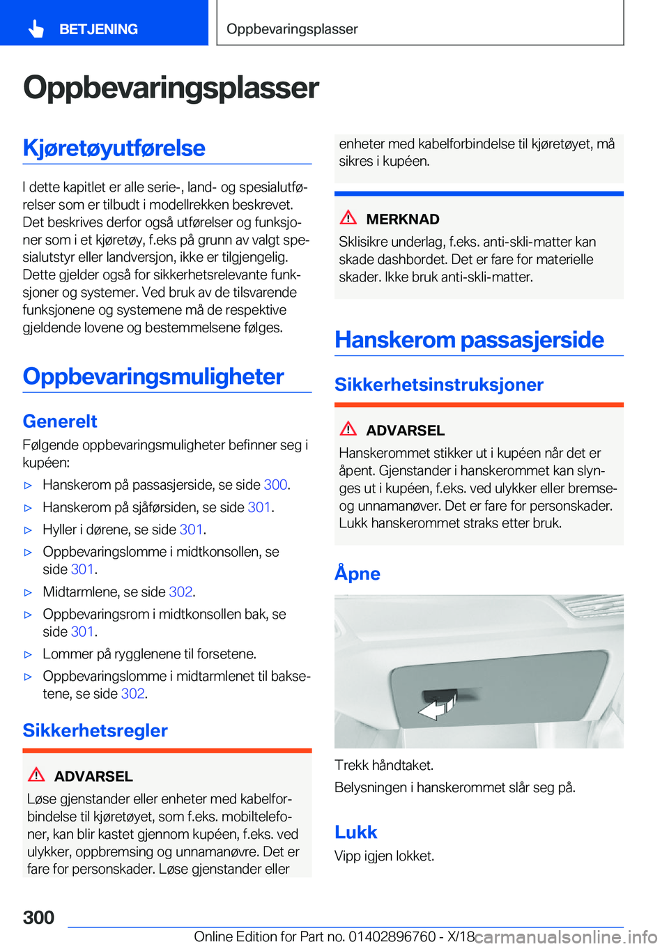 BMW X5 2019  InstruksjonsbØker (in Norwegian) �O�p�p�b�e�v�a�r�i�n�g�s�p�l�a�s�s�e�r�K�j�
