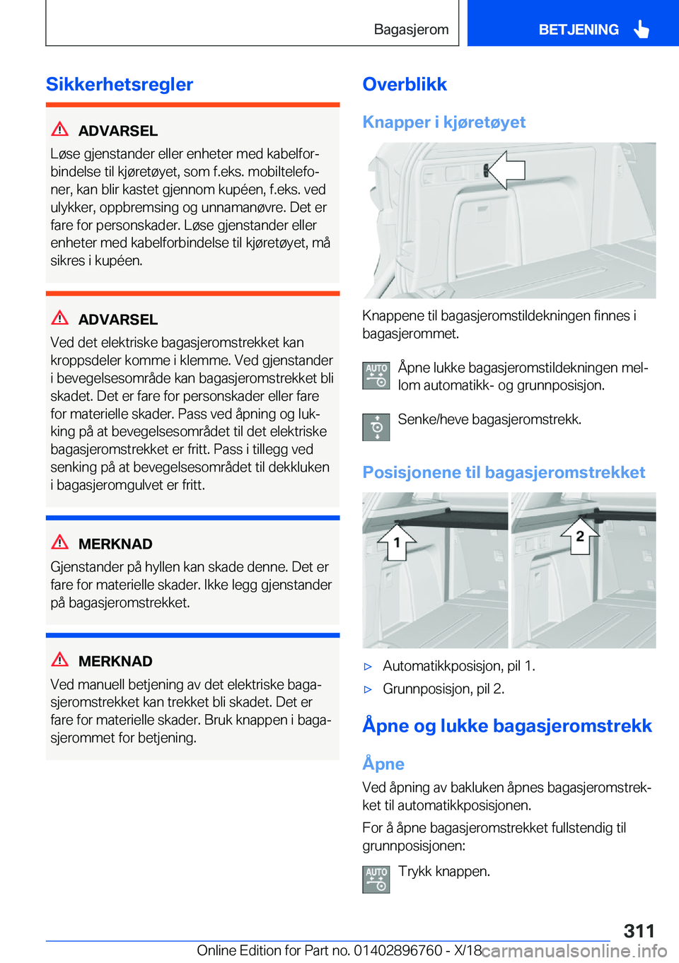 BMW X5 2019  InstruksjonsbØker (in Norwegian) �S�i�k�k�e�r�h�e�t�s�r�e�g�l�e�r
�A�D�V�A�R�S�E�L
�L�
