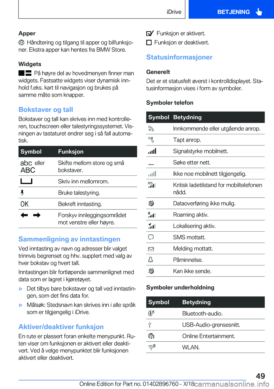 BMW X5 2019  InstruksjonsbØker (in Norwegian) �A�p�p�e�r
���H�å�n�d�t�e�r�i�n�g��o�g��t�i�l�g�a�n�g��t�i�l��a�p�p�e�r��o�g��b�i�l�f�u�n�k�s�j�oj
�n�e�r�.��E�k�s�t�r�a��a�p�p�e�r��k�a�n��h�e�n�t�e�s��f�r�a��B�M�W��S�t�o�r�e�.
�W�i