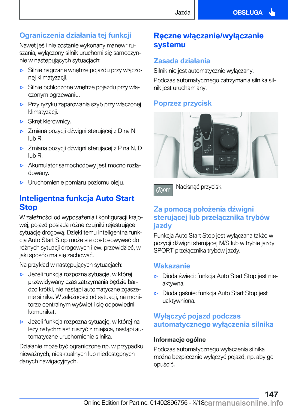 BMW X5 2019  Instrukcja obsługi (in Polish) �O�g�r�a�n�i�c�z�e�n�i�a��d�z�i�a�ł�a�n�i�a��t�e�j��f�u�n�k�c�j�i
�N�a�w�e�t��j�e�l�i��n�i�e��z�o�s�t�a�n�i�e��w�y�k�o�n�a�n�y��m�a�n�e�w�r��r�uj
�s�z�a�n�i�a�,��w�y�ł�