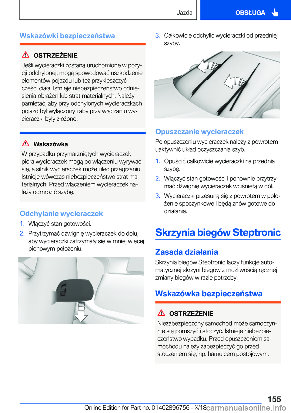 BMW X5 2019  Instrukcja obsługi (in Polish) �W�s�k�a�z�