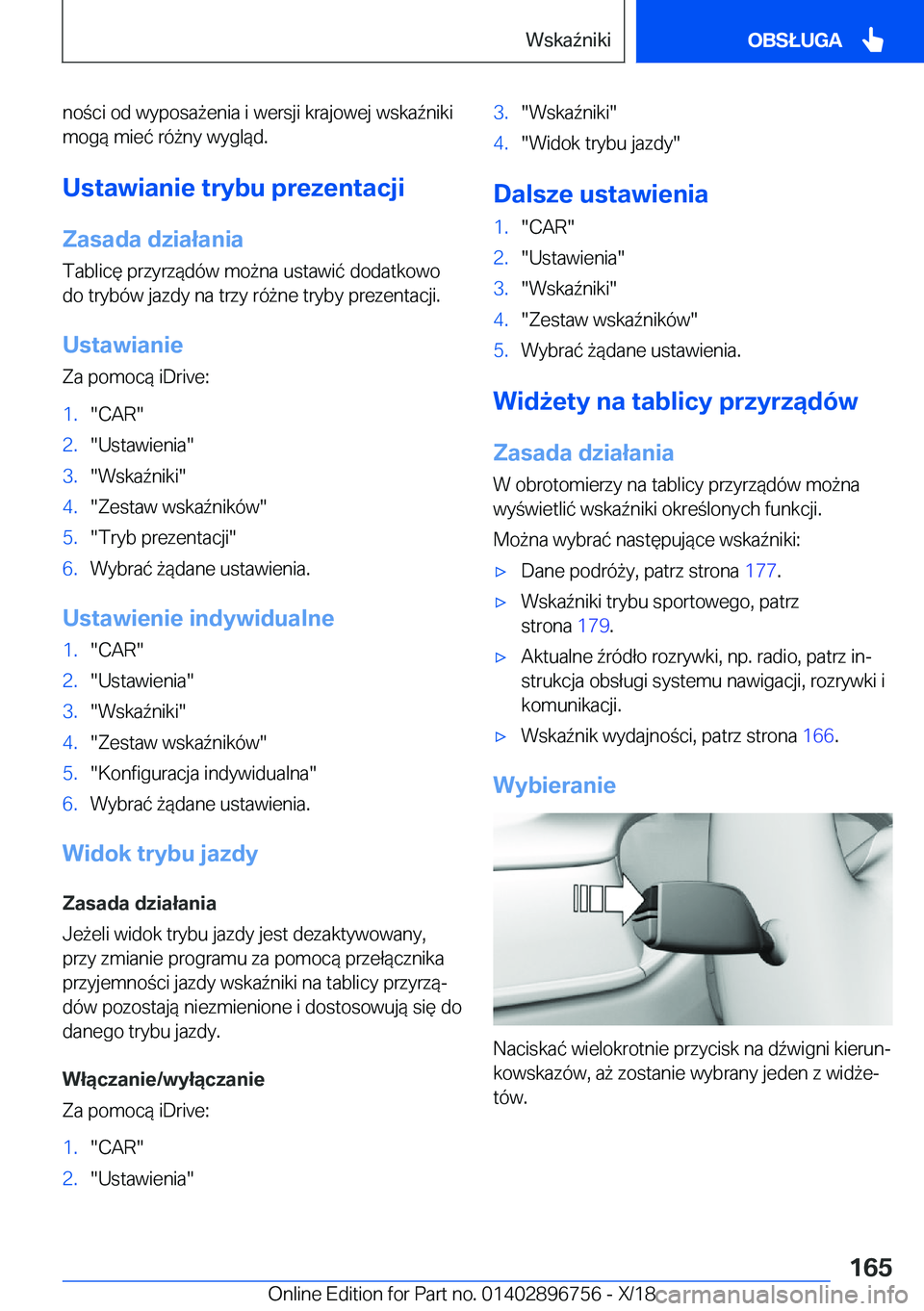 BMW X5 2019  Instrukcja obsługi (in Polish) �n�o�c�i��o�d��w�y�p�o�s�a9�e�n�i�a��i��w�e�r�s�j�i��k�r�a�j�o�w�e�j��w�s�k�a7�n�i�k�i
�m�o�g�