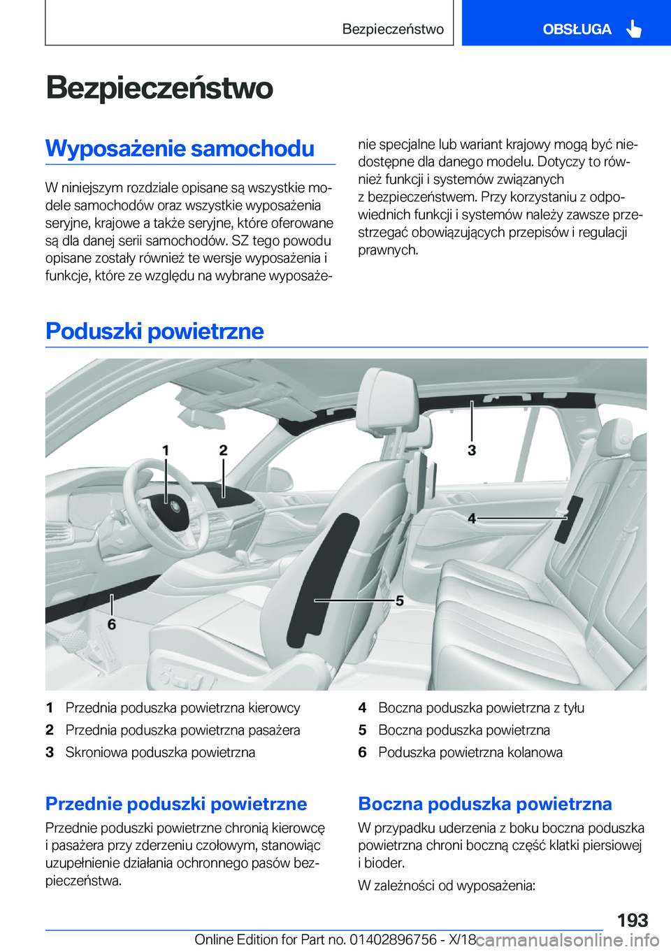BMW X5 2019  Instrukcja obsługi (in Polish) �B�e�z�p�i�e�c�z�e�