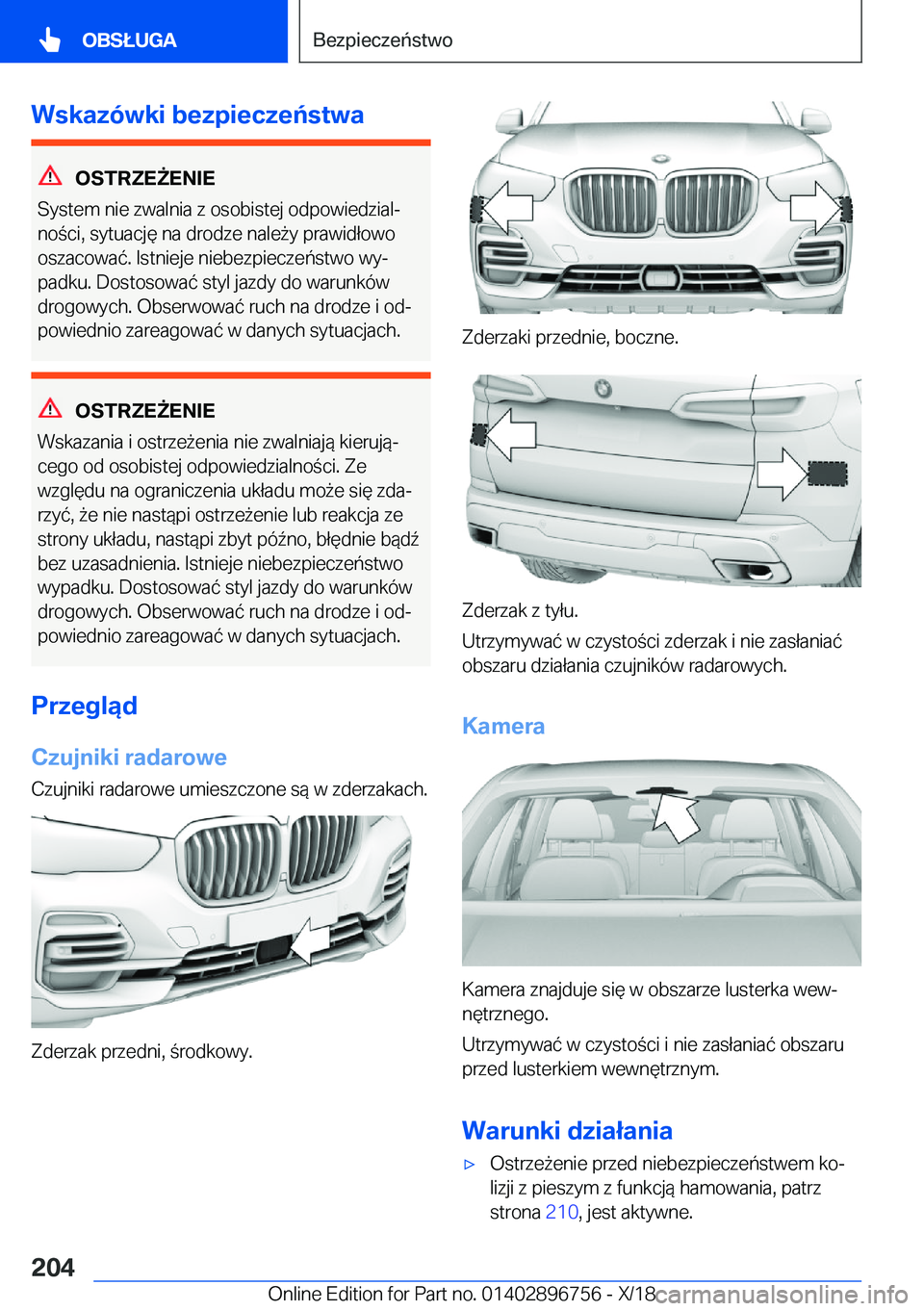 BMW X5 2019  Instrukcja obsługi (in Polish) �W�s�k�a�z�