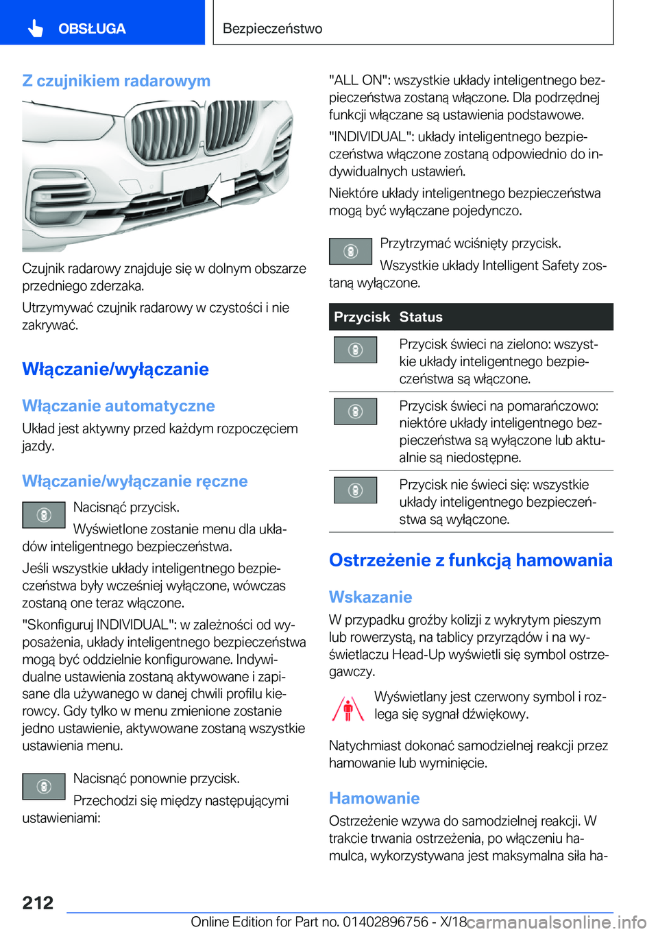BMW X5 2019  Instrukcja obsługi (in Polish) �Z��c�z�u�j�n�i�k�i�e�m��r�a�d�a�r�o�w�y�m
�C�z�u�j�n�i�k��r�a�d�a�r�o�w�y��z�n�a�j�d�u�j�e��s�i�